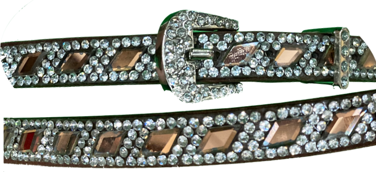 Top Notch Accessories HBDIAMCRYSTALBR Brown Hat Band w/Diamond Shaped Crystals