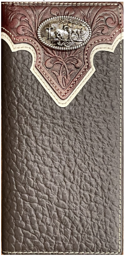 Top Notch Accessories HF102CF Coffee Floral Embossed w/Praying Cowboy Concho Wallet