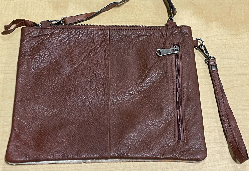 Top Notch Accessories 3067BR Metallic Cowhide Crossbody with Brown back Conceal Carry