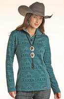 Women's Powder River by Panhandle Teal Heather 1/4 Pull Over Jacket *CLOSEOUT* FINAL SALE
