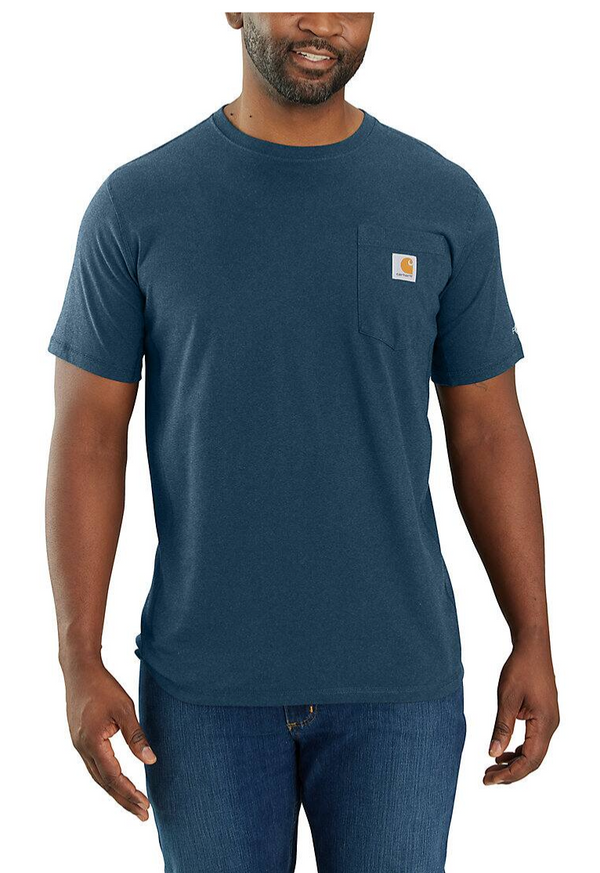 Carhartt 104616-446 Men's Light Huron Heather Force® Relaxed Fit Midweight Short Sleeve Pocket T-Shirt