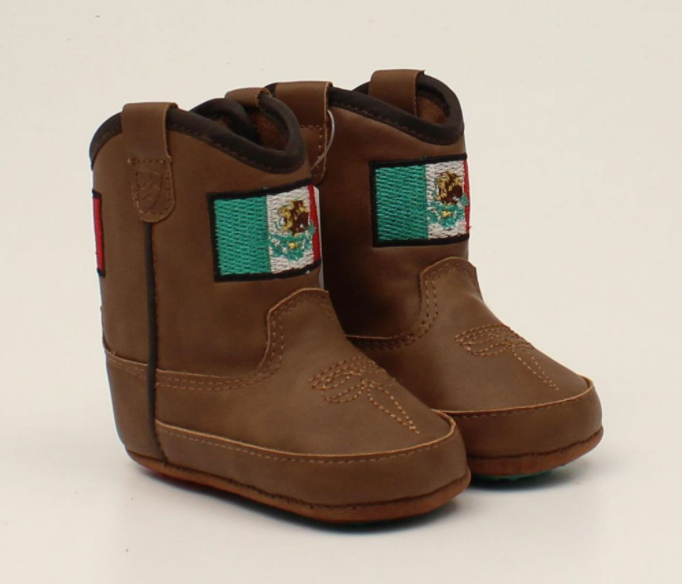 Infant Ariat A442002702 LIL'STOMPERS Brown Mexican Flag Boots *Closeout*
