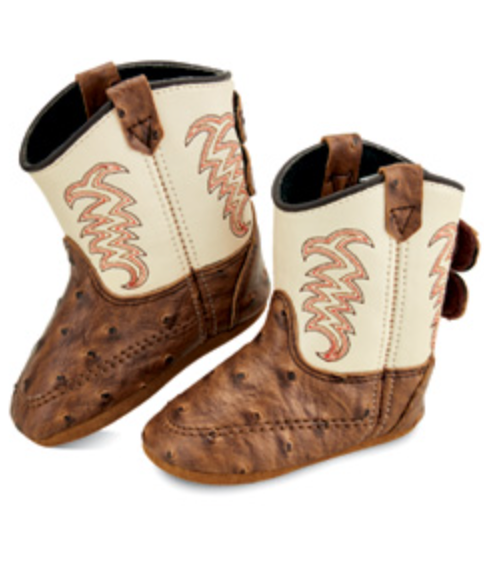 Infant Poppet Old West 10133 Brown Full Quill Ostrich Print Boot
