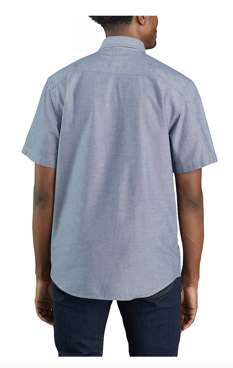 Carhartt 104369-CBL Denim Blue Chambray Loose Fit Mid-weight Chambray Short Sleeve Shirt