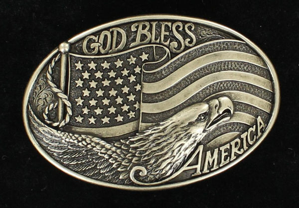 Nocona 37016 Rectangle God Bless America Belt Buckle