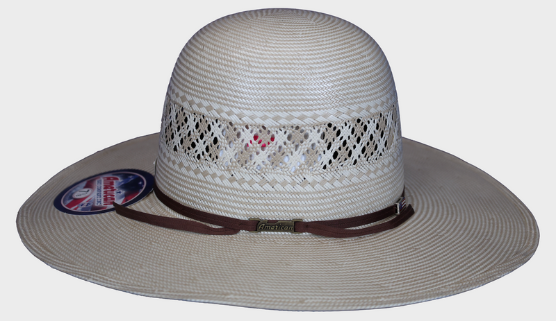 American 1011 Open Crown 4 1/4" Flat Brim Straw Hat