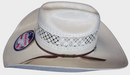 Side view of American Hat Company straw hat featuring hand band and logo.