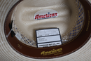 Inside view American Hat Company straw hat featuring leather sweat band. 