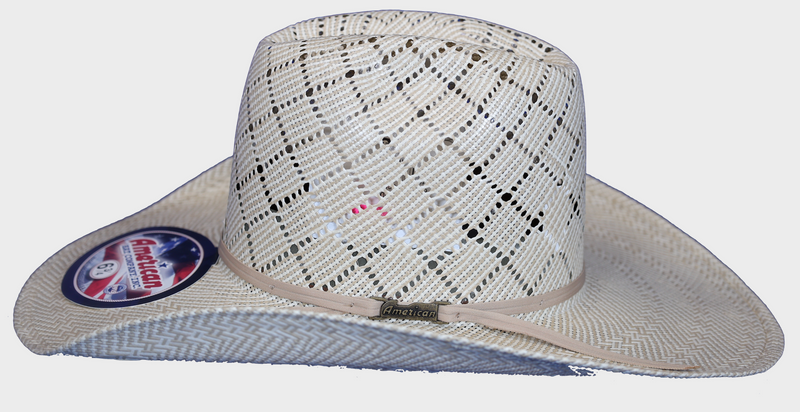 American 5050 Minnick Crown 4 1/4" Cool Hand Luke Brim Leather Sweatband Straw Hat