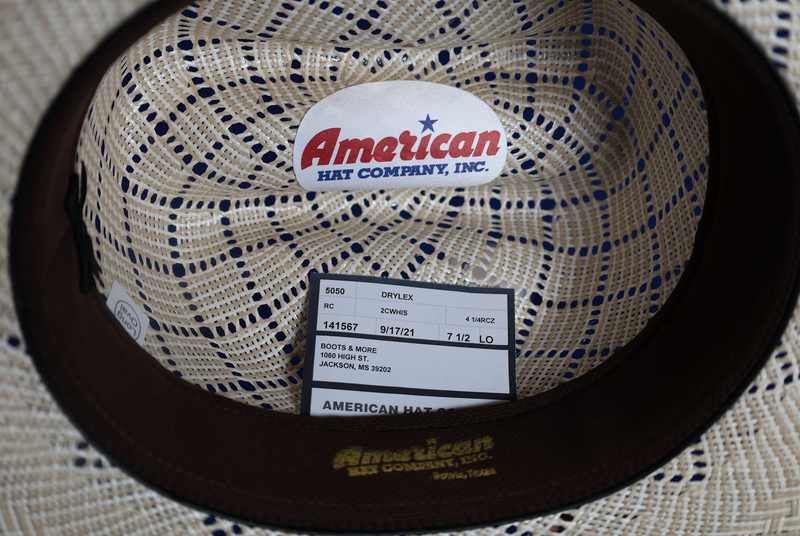 American 5050 Rancher Crease Crown 4 1/4" Rancher Crease Brim Drilex Sweatband Straw Hat