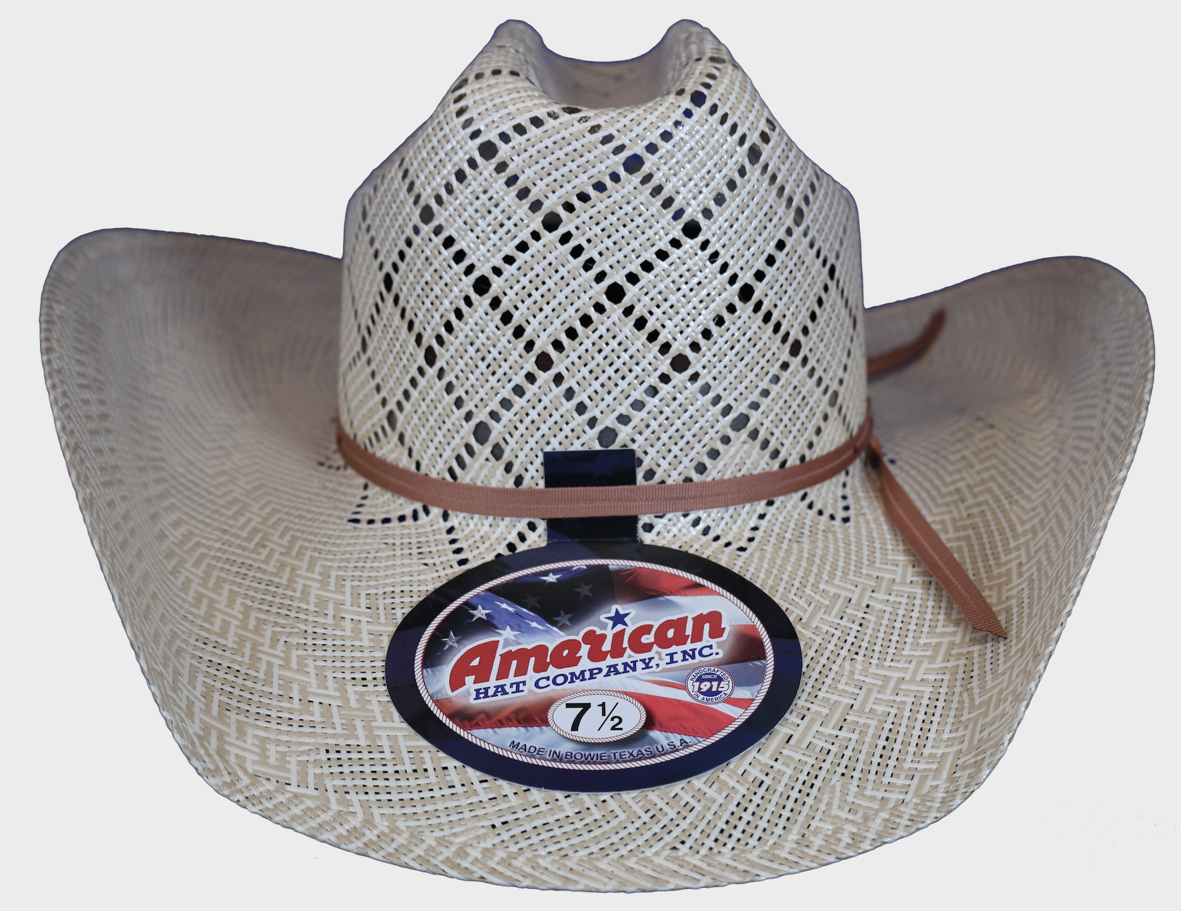 American Hat Company straw hat with rancher crease. 