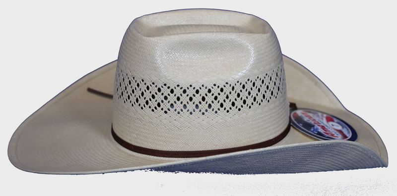 American 7300 Up North (UN) Crown 4 1/4" Cool Hand Luke Brim Leather Sweatband Straw Hat