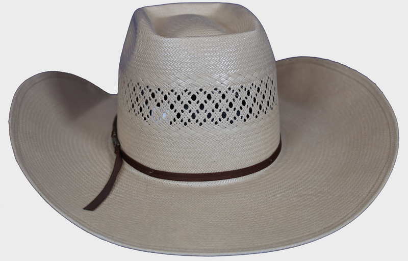 American 7300 Up North (UN) Crown 4 1/4" Cool Hand Luke Brim Leather Sweatband Straw Hat