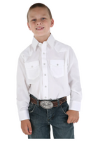 Boy's Wrangler White Pearl Snap Long Sleeve Shirt