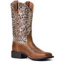 Women's Ariat square toe western boot with Pearl Brown vamp and Metallic Leopard shaft. Inside View