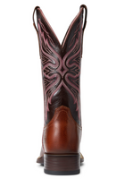 Women's Ariat Edgewood Western square toe boot in Dark Luggage with a Bitter Chocolate shaft. Rear view 