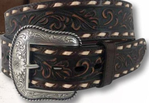 G Bar D 9550500 Brown 1 1/2" Hand Tooled Design Belt (Discontinued)