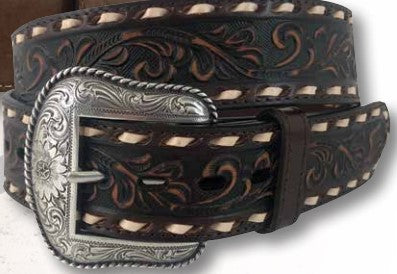 G Bar D 9550500 Brown 1 1/2" Hand Tooled Design Belt