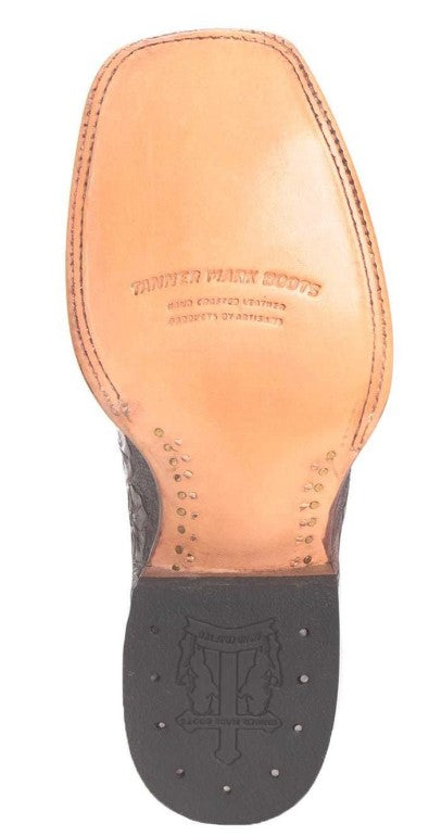 Women's Tanner Mark TML201759 Brown Hand Tooled Wide Square Toe Boot