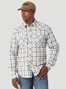 Men's Wrangler 112317120 Retro Long Sleeve Western Snap Plaid Shirt in Green Plaid