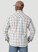 Men's Wrangler 112317120 Retro Long Sleeve Western Snap Plaid Shirt in Green Plaid