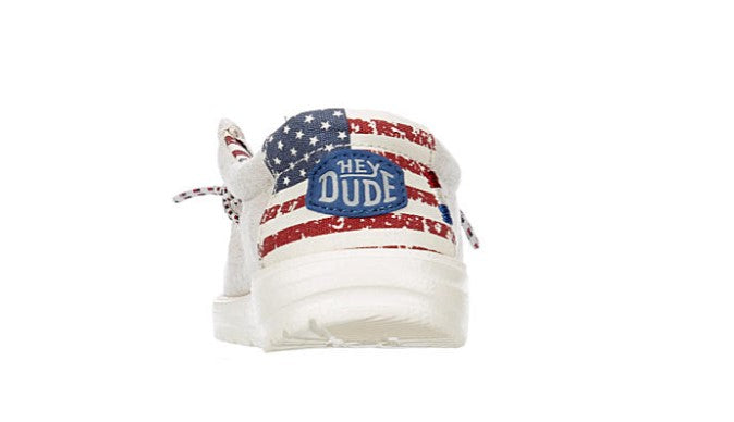 Youth Hey Dude 40040-1K1 Wally Off White Patriotic Shoe