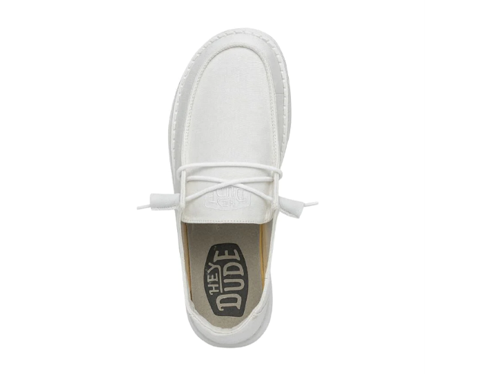 Women's Hey Dude 40063-100 Wendy Slub Canvas White Shoe