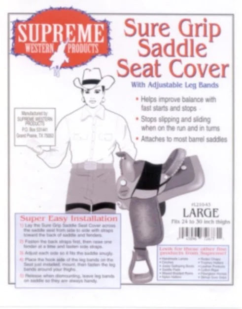 L210-43 Sure Grip Black Saddle Seat Cover Size Large