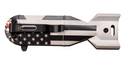 This Flag design torpedo shaped knife has a 2.25 Inch blade. Closed View