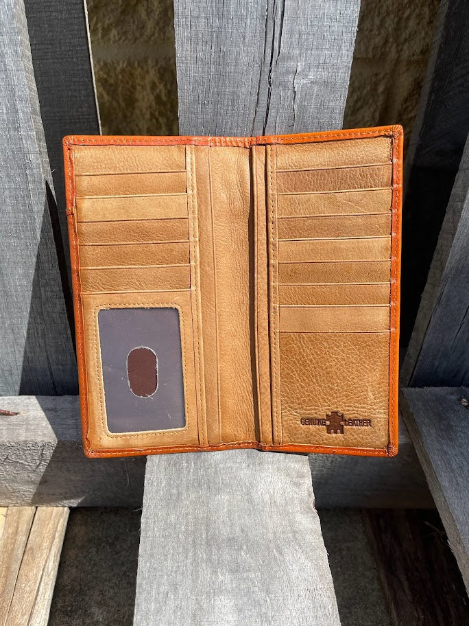 Top Notch Accessories 60201-3L.BR Light Brown Rooster w/Turquoise Inlay Wallet