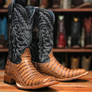 Men's Tanner Mark Cognac Print Caiman Belly Square Toe Boot