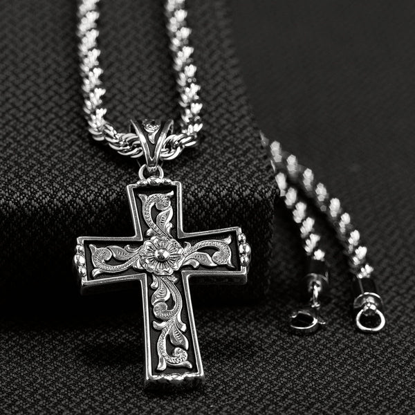 Twister 32110 Cross Necklace with Floral Design