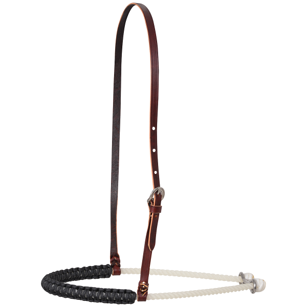 Martin Saddlery 3/8 inch Single Rope Noseband with Braided Nylon Cover. Side view.