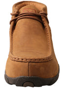 A front view of a brown Twisted X women's steel toe driving moc shoe.