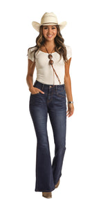 Women's Panhandle Rock & Roll WHN3532 Juniors High Rise Dark Wash Flare Jean *CLOSEOUT*