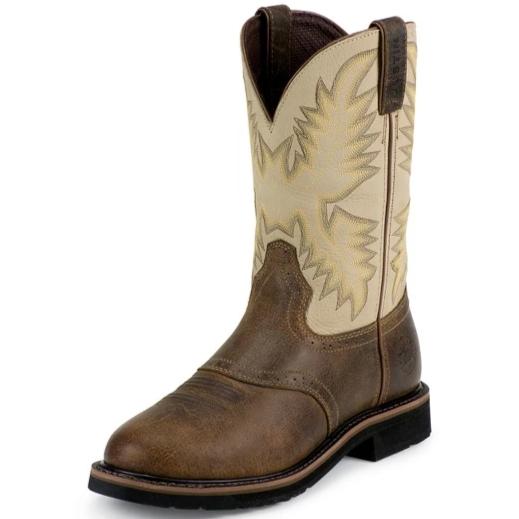 Men's Justin 11" Sawdust Waxy Brown Round Toe *CLOSEOUT*