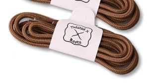 A single pair of brown laces on a cardboard holder with Twisted X branding.