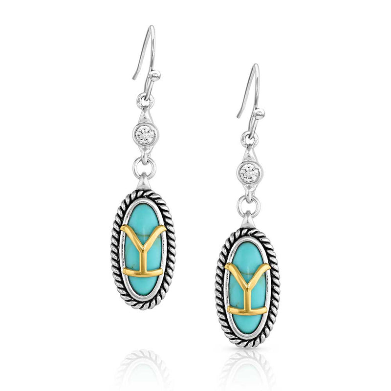 Montana Silversmiths YELER5300 Yellowstone Brand Oval Turquoise Earrings
