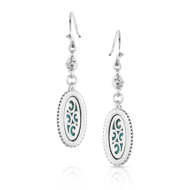 Montana Silversmiths YELER5300 Yellowstone Brand Oval Turquoise Earrings