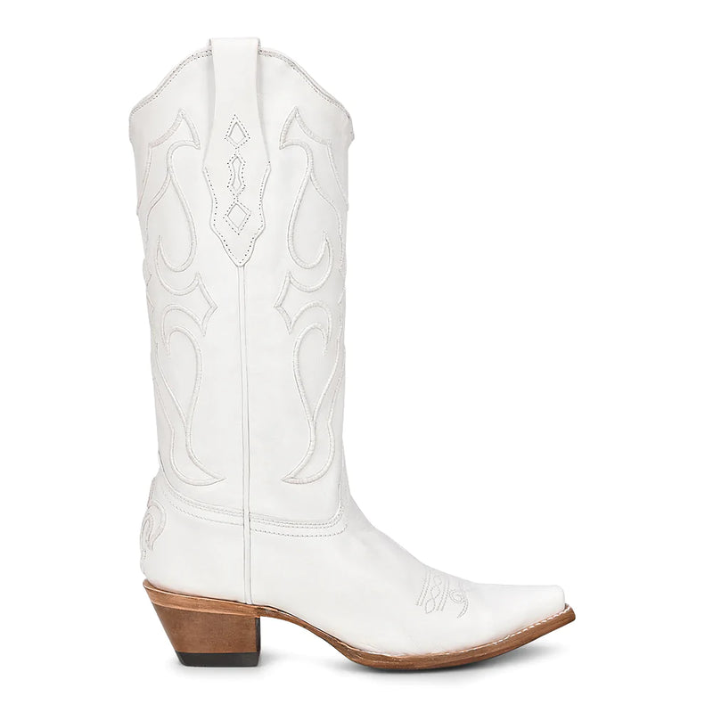 Women's Corral Z5046 White Embroidery Snip Toe Boot *Closeout*