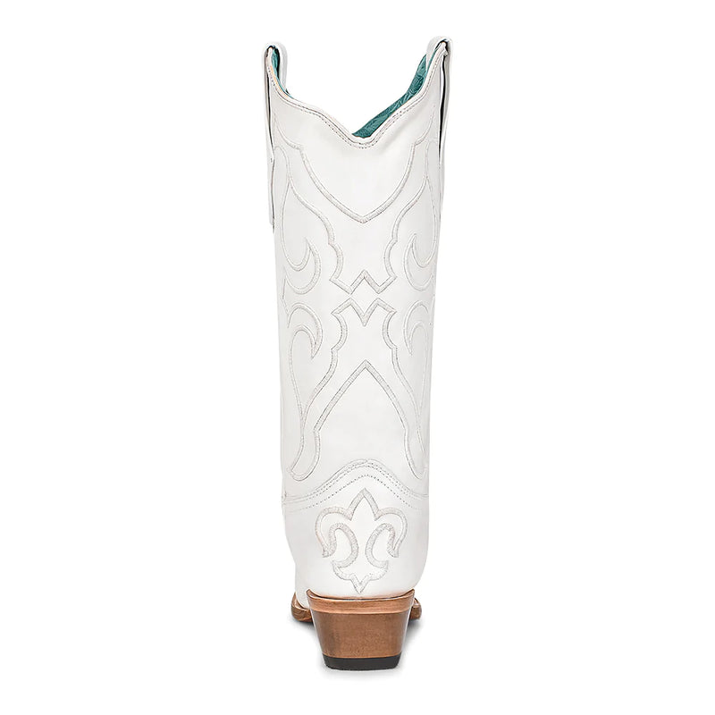 Women's Corral Z5046 White Embroidery Snip Toe Boot *Closeout*