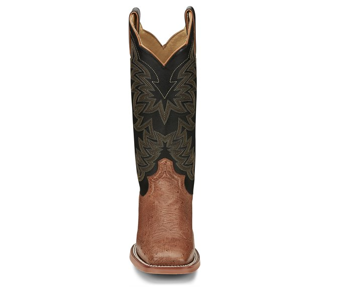 Women's Justin JE701 12” Cognac Smooth Ostrich Medium Square Toe *Closeout*