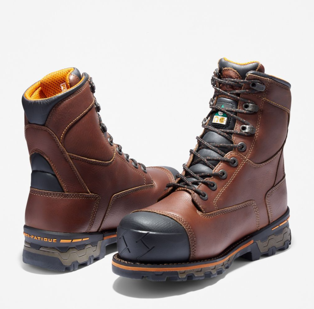 Men's Timberland Pro® 8 Inch Brown Boondock Puncture Resistant Composite Toe Waterproof Insulated Boot CSA and CN Railroad Approved Discontinued