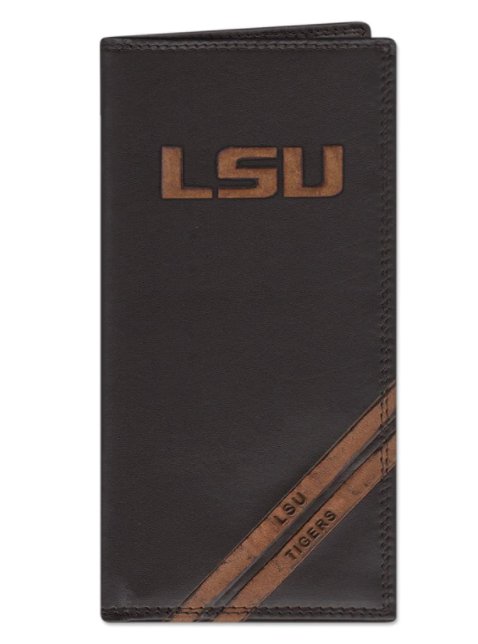 Zep-Pro IWD4BRW-LSU Louisiana State University Tigers Brown Debossed Tall Wallet