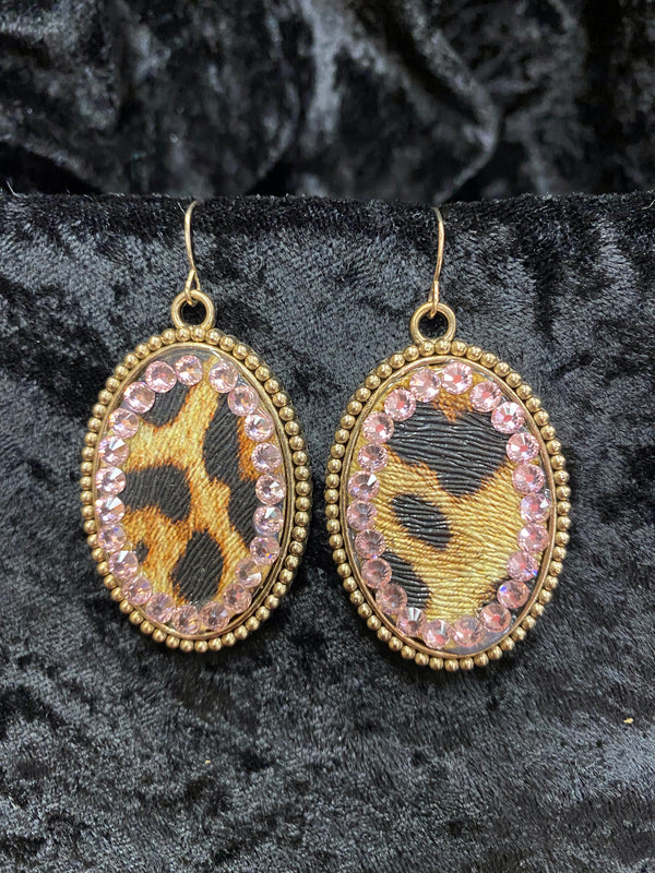 Animal Print Earring w/Crystal Accent ERZ19052-26