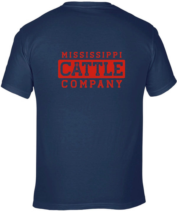 Mississippi Cattle Company MSCATTLESS-8 Navy Short Sleeve Comfort Color T-Shirt