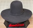 American Hat company open crown flat brim felt cowboy hat in Steel. Front View