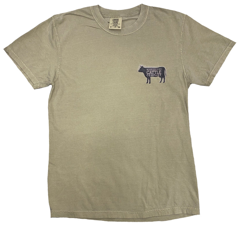 Mississippi Cattle Company MSCATTLESS-15 Khaki Short Sleeve Comfort Color T-Shirt