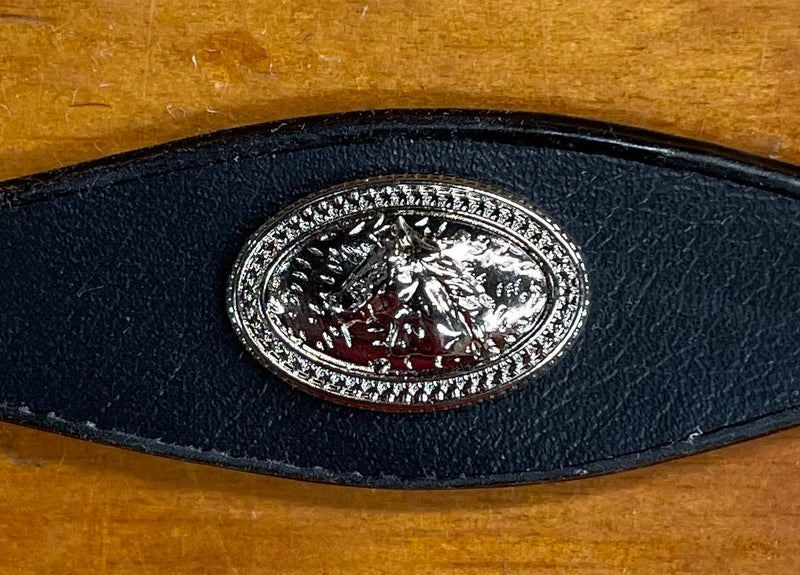 Top Notch Accessories HBHorseBlk Black Horse Head Concho Hat Band