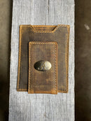 Zep Pro University of Alabama Roll Tide Vintage Tan Leather Front Pocket Wallet Front view